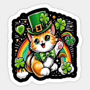 Funny cat shamrock Sticker